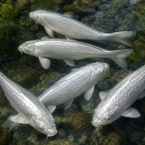 Highlight Koi Platin ogon (Glanzkoi weiß), 12-15 cm, Cyprinus carpio